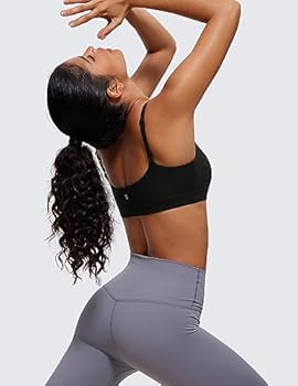 CRZ YOGA Vrouwen Butterluxe Verstelbare Spaghettiband Sportbeha - Scoop Hals Draadloze Gewatteerde Yoga Workout Crop Top zwart L