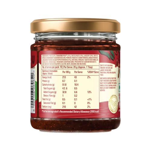 Image of Kissan Khatti Meethi Imli Khajoor Chutney, Tamarind Date Chutney, 200g, For Indian Snacks, With Dates Paste & Jaggery, Silbatta Like Texture, Free from Artificial Flavors