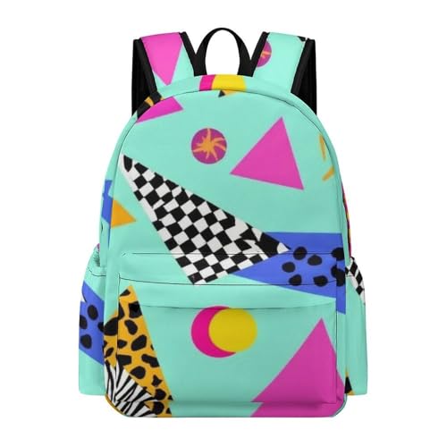 Men's Anti Theft Laptop Backpack Casual Daypack Lightweight Travel Bag Laptop Hiking Backpack Geometric Checkered Zebra Tiger Leopard Print Mint Green Retro 80s 90s