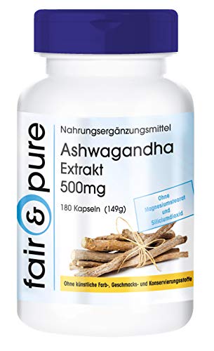 Ashwagandha Capsules - 500mg - Contains 5% withanolides - Vegan - 180 Capsules
