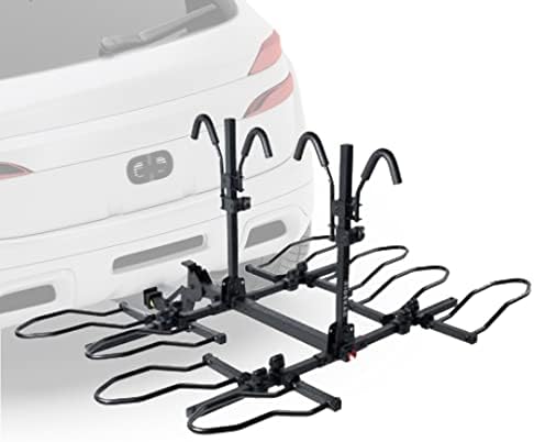 KAC KR-BRQDBK Heavy Duty K4 Sport 2 Inch Hitch Rear Mounted 4-Bike Bike Rack with Locking Hitch Pin, Smart Tilt Feature, and 240 Pound Capacity, Black
