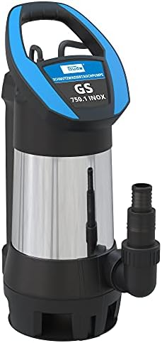 Güde 94679 Schmutzwassertauchpumpe GS 750.1 INOX (4-fach einstellbarer Sensorschalter, Edelstahlmantel, Fördervolumen 15000 l/h), Schwarz, Edelstahl, Blau