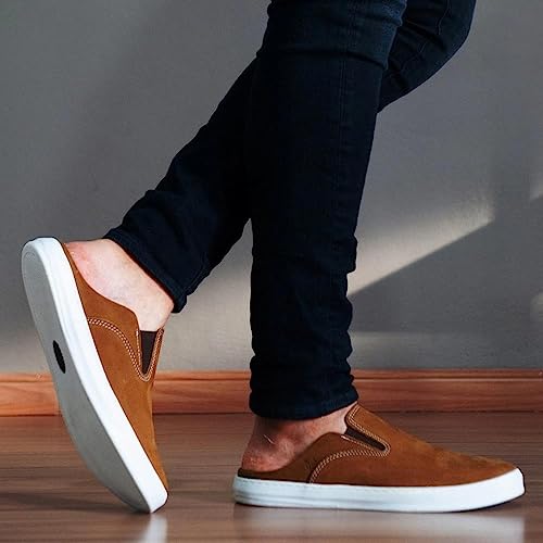 Mule Masculino Couro Nobuck West Bulls Anatômico Moda Casual Marrom Claro 40