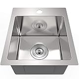 13x15 inch Drop in Bar Sink Stainless Steel Small Kitchen Sink 16 Gauge Single Bowl,Curved R10,Pre-drilled 1 Holes, with Drain Strainer for Bar Laundry Farmhouse Decoration Remodel …