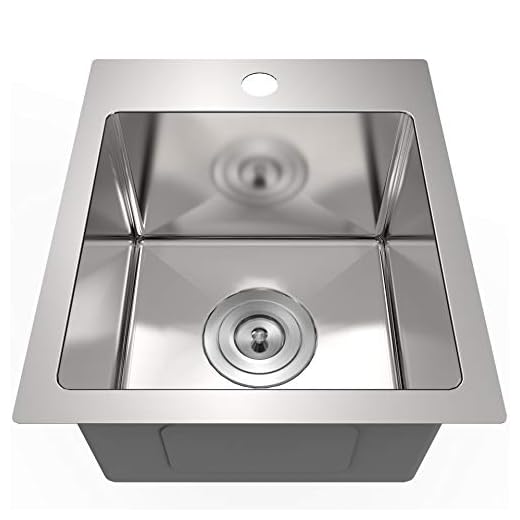 13x15 inch Drop in Bar Sink Stainless Steel Small Kitchen Sink 16 Gauge Single Bowl,Curved R10,Pre-drilled 1 Holes, with Drain Strainer for Bar Laundry Farmhouse Decoration Remodel …