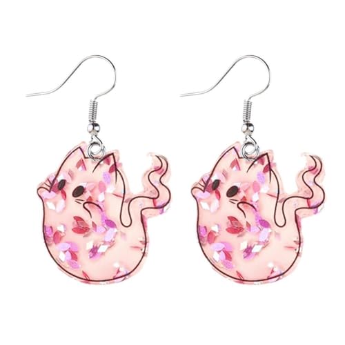 Generic Halloween Pink Ghost Earrings,Spooky Acrylic Ghost Earrings,Lightweight Acrylic Dangle Earrings Holiday Fun Earrings Halloween Accessories Jewelry