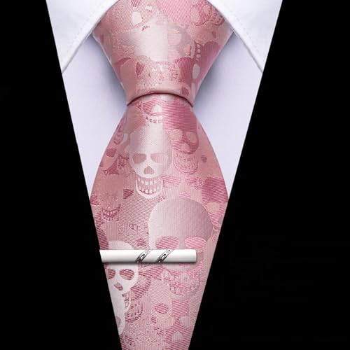 Image of Barry.Wang Silk Ties for Men Fun Necktie and Tie Clip Set for Wedding Party Business Formal Extra Long