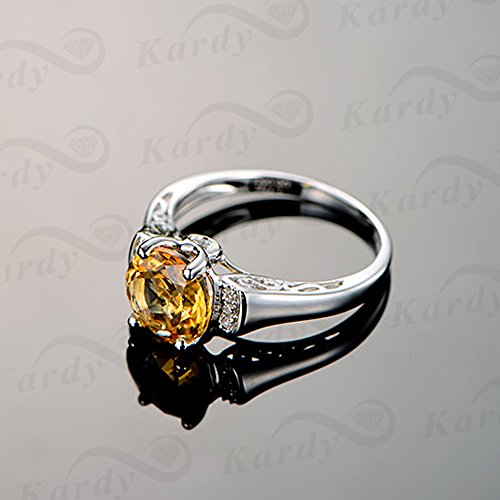 Unique Vintage Genuine Citrine for Women 14K White Gold Natural Diamond Engagement Wedding Ring4