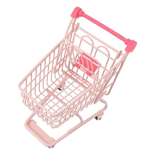 TOYANDONA Grocery Cart Mini Supermarket Handcart Plastic Metal Shopping Cart Toy Kids Shopping Trolley for Pretend Play (Pink) Shopping Cart