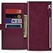 Qoosan Galaxy S10 Plus Wallet Case [Zipper] Protective PU Leather Flip Cover with Card Holder & Zipper Pocket for Samsung Galaxy S10 Plus (2019) - Wine