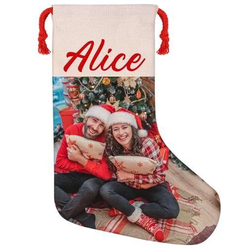 Bslenjoy Medias de Navidad personalizadas con nombre de foto, medias de Navidad personalizadas para decoración navideña