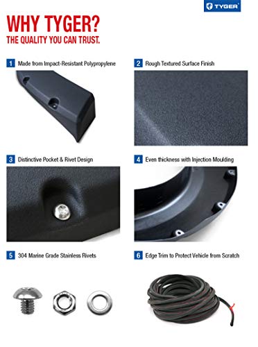 Tyger Auto Tg-Ff8C4057 For 1999-2006 Chevy Silverado/Gmc Sierra (Incl. 2007 Classic) | Rough Textured Black Pocket Bolt-Riveted Style Fender Flare Set, 4 Piece #TOP4