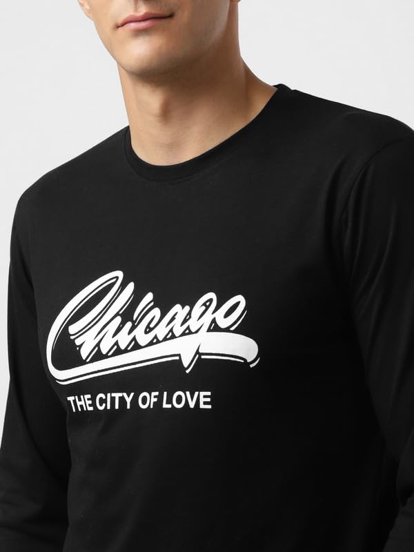 Image of UrbanMark Mens Regular Fit Round Neck Full Sleeves Printed T Shirt