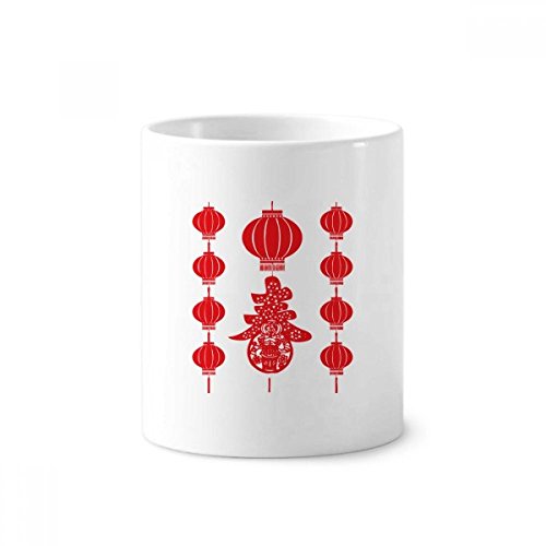 Tasse blanche lanterne chinoise rouge céramique pour ranger vos pinceaux
