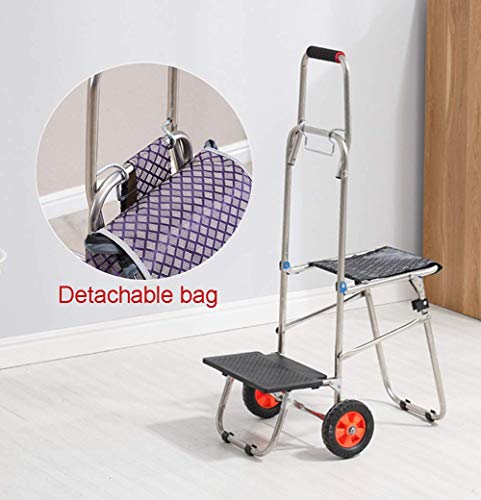 Klappbarer Einkaufstrolley mit Sitz & 6 Rollen & Lebensmittel-Treppensteigwagen & Wasserdicht & Sitzdesign hinter dem… – Bild 4