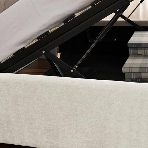 KEIKI Queen Size Lift Up Storage Platform Bed Frame with Integrated Headboard, Upholstery Chenille Hydraulic Storage Bed with Slats, Easy Assembly, No Box Spring Required, for Bedroom, Beige by KEIKI - Image 7