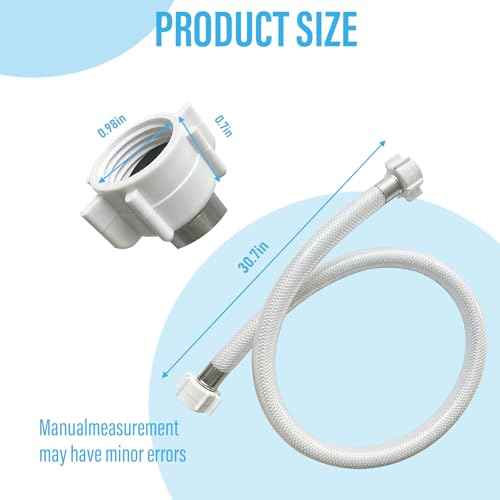 Image of 30 inch White Braided Nylon and Reinforced PVC Water Hose,Hose Connector