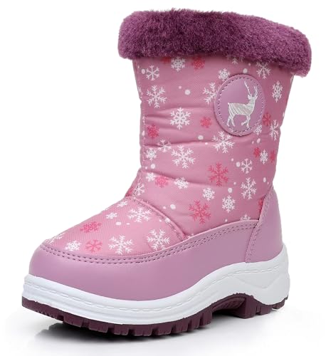 Apakowa Kids Boys Girls Cold Weather Water Resistant Winter Snow Boots (Toddler/Little Kid/Big Kid)