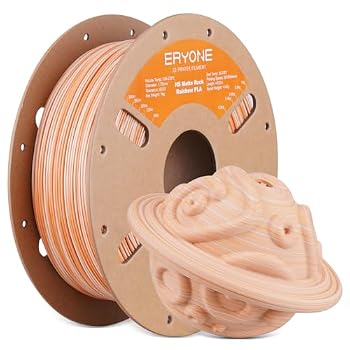 ERYONE Matte Rock Rainbow 3D Printer PLA Filament 1.75 +/-0.03mm, Matte Multicolor Filament PLA 1KG(2.2LBS) Spool, 30-500mm/s High Speed Printing Twist Rainbow PLA, Maple Amber