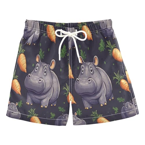 Boys Swim Trunks Size 8 Hippo Carrot Pattern Kids Swimsuits Boys Swimming Trunks,M