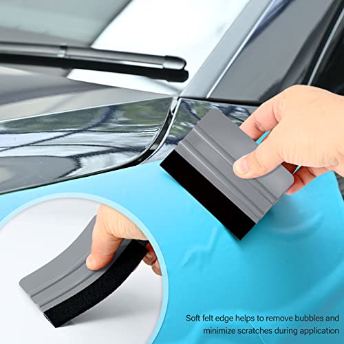Image of Gomake Vehicle Vinyl Wrap Window Tint Film Tool Kit Include 4 Inch Felt Squeegee, Retractable 9mm Utility Knife and Blades, Zippy Vinyl Cutter and Mini Go Corner Squeegee for Car Wrapping