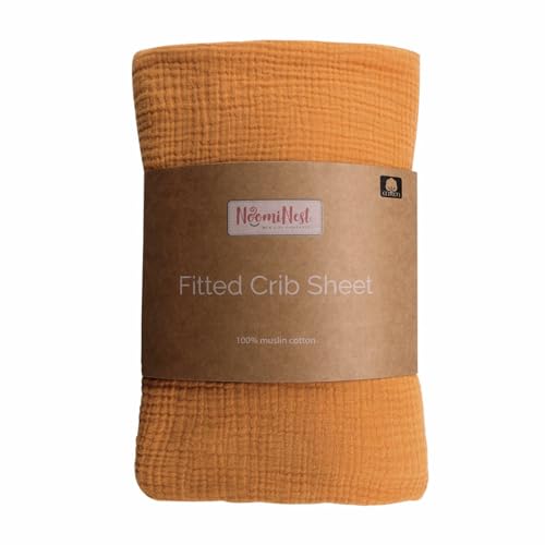 Image of Extra Soft & Thick 4 Layer Muslin Cotton Standard Fitted Crib Sheet (Russet Brown)