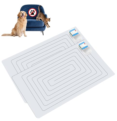 Scat Shock Mat for Dogs and Cats Indoor, Pet Shock Mats for Training Pets, Electric Repellent Mat Keeps Dogs and Cats Off Counter, Couch and Sofa, 3 Training Modes (22"x 14" Two Pieces)