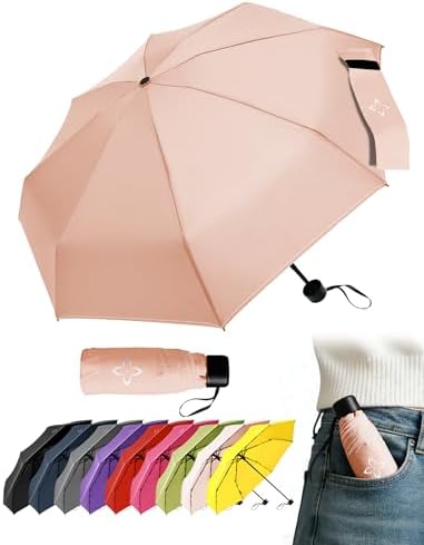 LILAC Mini Regenschirm Windfest & Kompakt, 106cm Taschenschirm Manuell für Damen Herren & Kinder, Kleiner Reiseschirm mit Reflektor-Naht & Karabiner, Leicht & Stabil