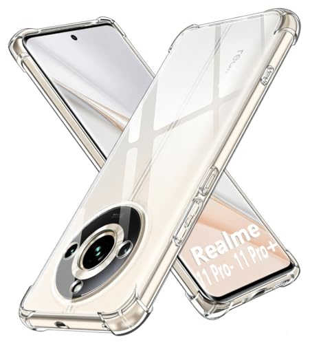 Image of Lustree Realme 11 Pro / 11 Pro Plus + Back Cover Transparent Case | Clear TPU Shockproof Case with Four Corner Protection & Raised Camera Guard | Slim Protective Cover for Realme 11 Pro + Plus