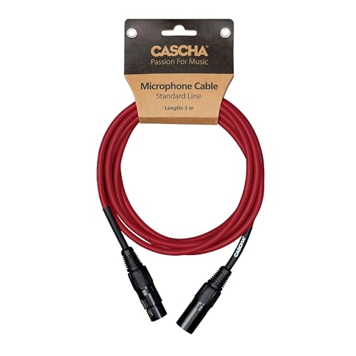 Câble microphone XLR CASCHA rouge 6m cordon audio de sonorisation studio - 6