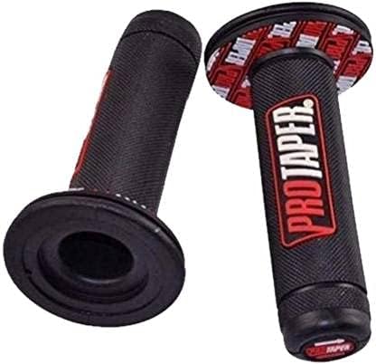 Generic Tapper Universal Motorcycle Grip Set (Black & Red, Rubber)