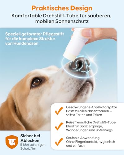 GJYC PET Hundenasen-Sonnenpflegebalsam – Feuchtigkeitsspendender Sonnenschutz mit Sheabutter & Vitamin E – Inkl. UV-Teststreifen – Natürlich & sicher für Sensible Haut