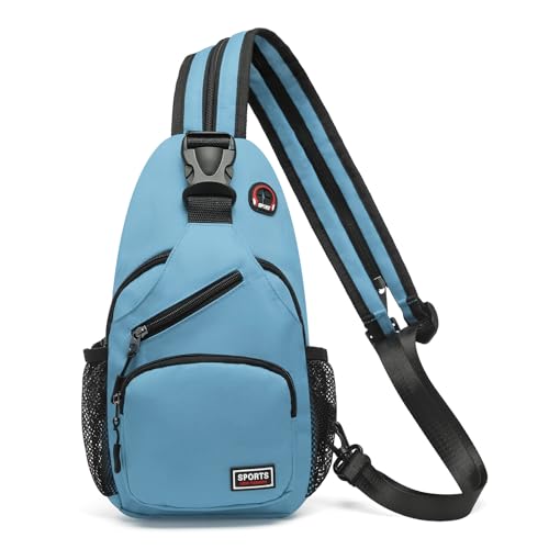 SUIKIHUM Convertible Sling Bag Crossbody Backpack, 11-Inch Pads Bags with Headphone Jack Shoulder Bag Casual Pack for Women Men Hiking Travel Cycling (Blue)
