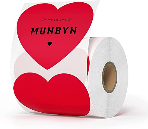MUNBYN Lot de 400 3" Etiquette Autocollante pour le Cœur, Etiquette thermique amour rouge 3" pouces, Étiquettes D'adresse pour la Saint-Valentin, Cadeau, mariage, Anniversaire, petites entreprises Cover