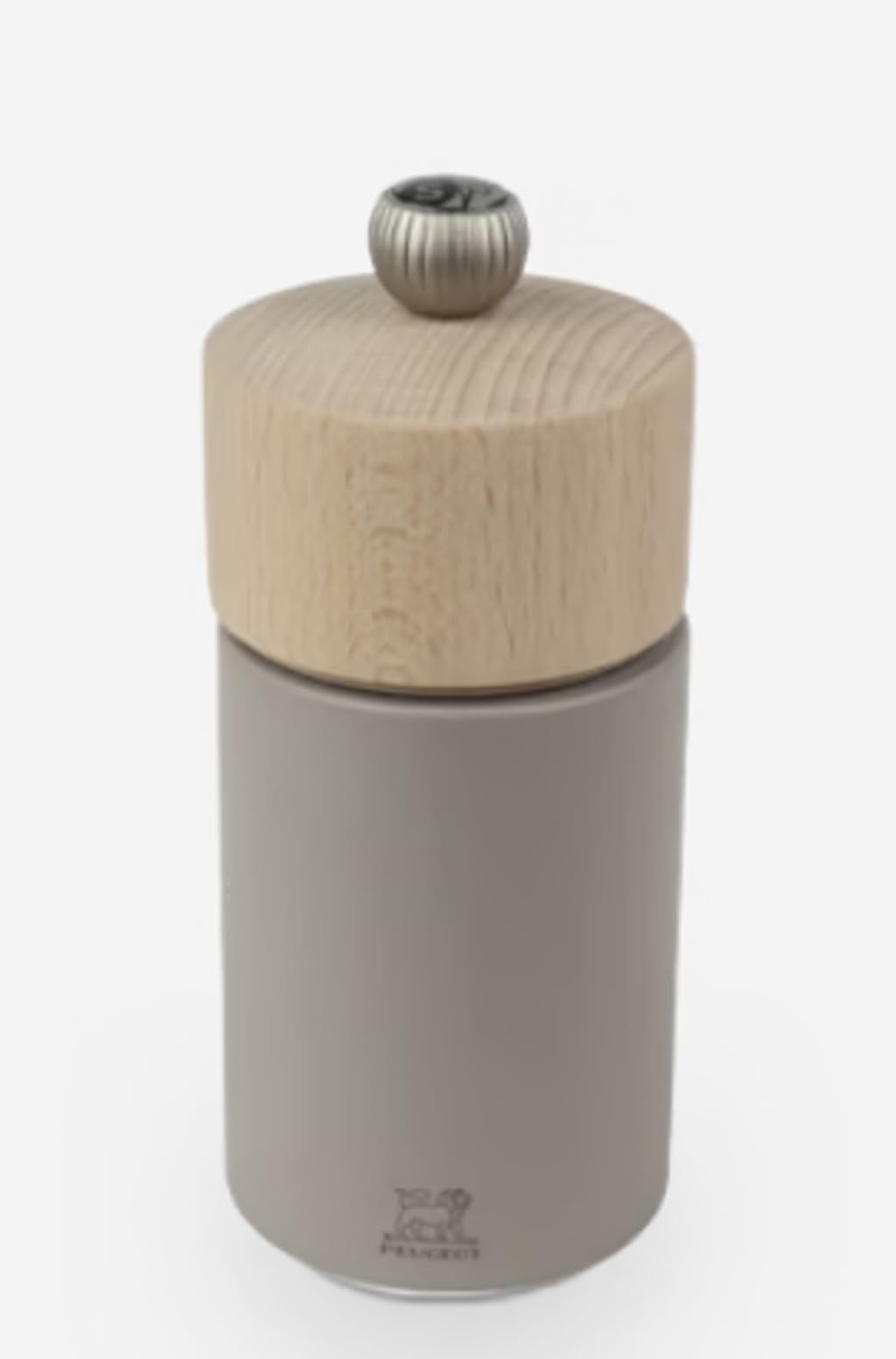 PEUGEOT - Salzmühle Boreal 12 cm - Klassische Mahlgradeinstellung - Innovatives Zirlion-Mahlwerk für pulverfeines Salz - Aus PEFC-zertifiziertem Buchenholz - Französisches Know-how - Kieselgrau
