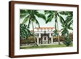 ART.COM Wall Art Print Palm Beach, Florida - Flagler House, Whitehall Exterior View on Brown Frame by Lantern Press, 22" x 16"