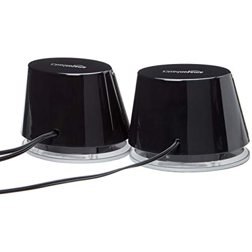 Amazon Basics Usb Plug-N-Play Computer Speakers For Pc Or Laptop, Black - Set Of 2 & 3-Button Wired Usb Computer Mouse, Black #TOP3