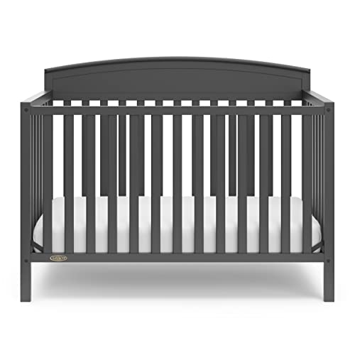 Image of Graco Benton 5 in 1 Convertible Crib with Graco Crib Mattress Bundle, Gray | GREENGUARD Gold Certified, Converts from Baby Crib to Toddler Bed, Daybed and Full-Size Bed, Includes Graco Crib Mattress