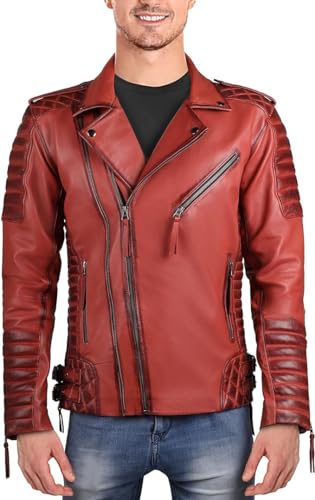 Image of Men Leather Jacket - Lambskin Winter Vintage Motorcycle Biker Jacket, Coat Soft & Stylish Moto Ride & Racing Jacket's