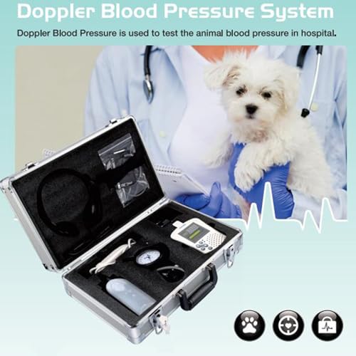 Monitor de presión arterial Doppler veterinario, esfigmomanómetro electrónico con sonda y puños para un monitoreo preciso de la salud de los animales de perro/gato/mascota