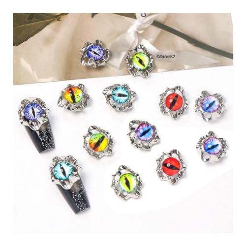 30pcs 3D Devil Eye Nail Art Rhinestones - Gothic Cool Eye Shape Alloy Diamond Crystal Jewels for Nail Art Decoration