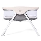 BABY JOY Rocking Bassinet, 2 in 1 Lightweight Travel Cradle w/Detachable & Washable Mattress, Zippered Breathable Mesh Side, Oxford Carry Bag Included, Portable Crib for Newborn Baby (Beige + Gray)