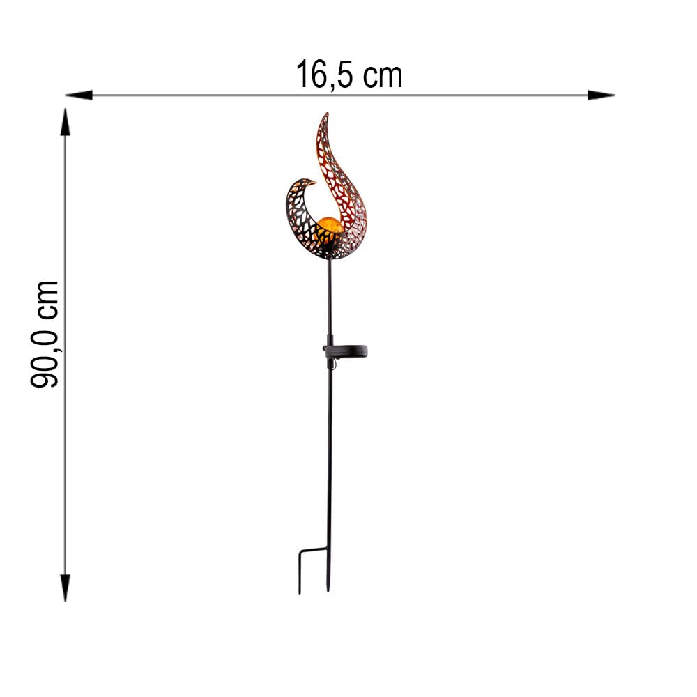 2x LED Solar Außenleuchte Steckleuchte Gartenleuchte Sonne Flamme Braun H 81,5 cm