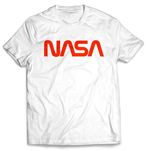 Camiseta suave premium retro vintage de la NASA gusano logotipo de los hombres (blanco)