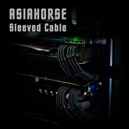 AsiaHorse Actualización 16AWG PSU Cable Extension, PC Kit de Cables para GPU/CPU, Extensiones de Cable de alimentación con peines de Cable, 24PIN/(6+2) Pin/(4+4) Pin, 30CM,Negro Puro - imagen 4