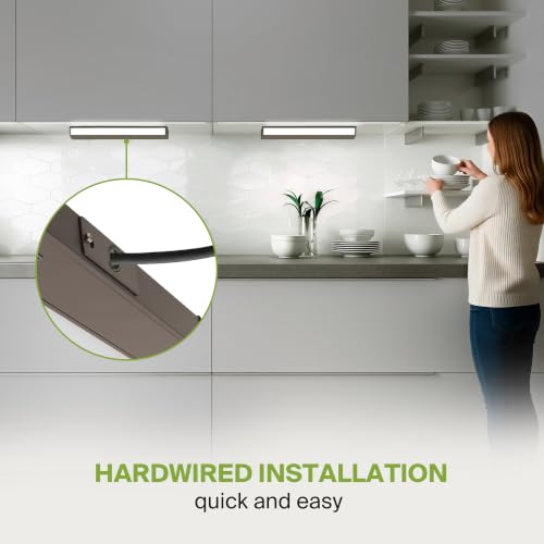 Image of ASD 20 Pack LED Under Cabinet Lighting, 24 inch 12W 822 LM, Dimmable Hardwired Under Cabinet Lights for Kitchen, 3000K /4000K /5000K, Under Counter Light Fixtures, ETL, Bronze, Bullnose Design