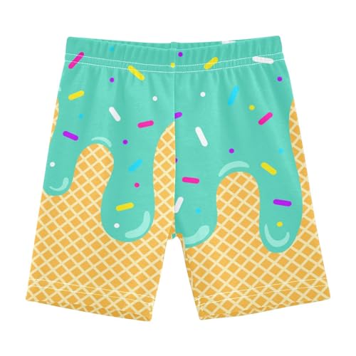Green Ice Cream Girls Shorts Size 8 Elastic Cotton Girls Running Biker Shorts Dance Tumbling Athletic Gymnastics Yoga Pants for Kids