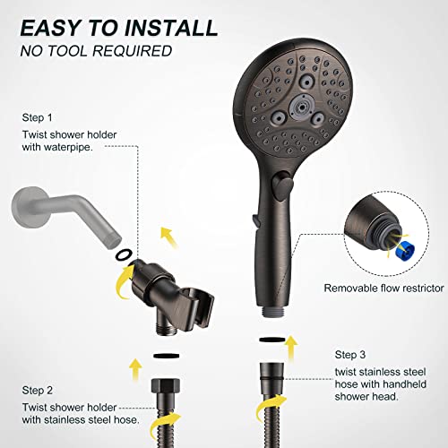 Bundled Products Of Suncleanse Oil Rubbed Bronze Shower Head, 7 Settings Hand Held Shower With On/Off Pause Switch,And Toilet Paper Stand #TOP4