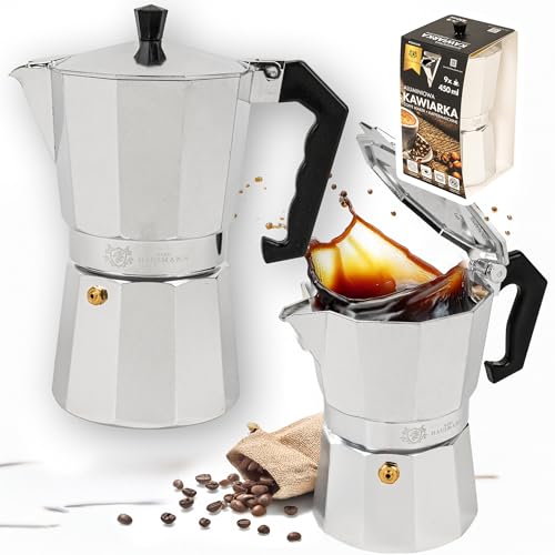 KARL HAUSMANN Caffettiera Moka Pot Espresso - 9 Tazze - 450 ml - Mocca Caffe in Alluminio - Non Adatta a Induzione - Manico anti Scottatura - Mokapresso - Moca Caffè - Mokka Caffé - Caffetteria