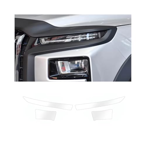 VSICTTAR Headlight Film for JAC T9 Hunter 2024-2026, 1Set Transparent/Smoke Black Car Headlight TPU Protective Film
